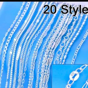 20 Kinds 18" Genuine 925 Sterling Silver Link Necklace. Bundle!